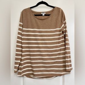 Old Navy | Women’s Large | Stripped Long Sleeve Shirt | Cream & Tan